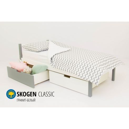 Детская кровать Бельмарко Skogen classic графит-белый