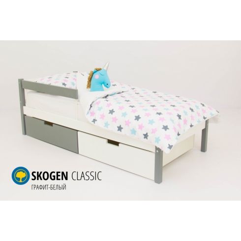 Детская кровать Бельмарко Skogen classic графит-белый