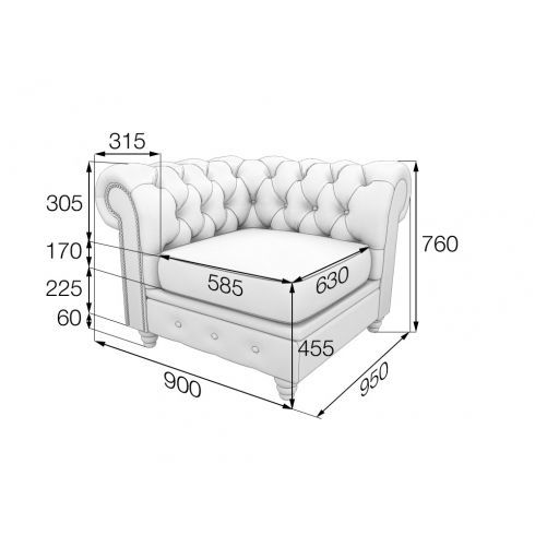 Секция одноместная правая CHESTER-LUX