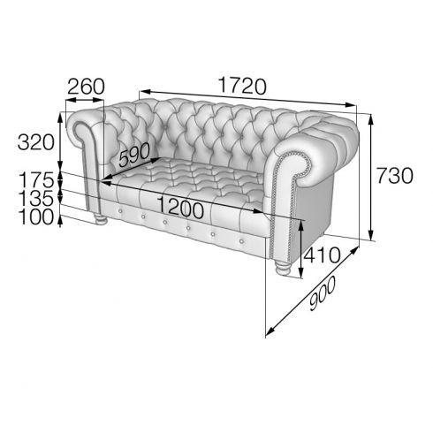 Диван двухместный CHESTER 1770/930/750