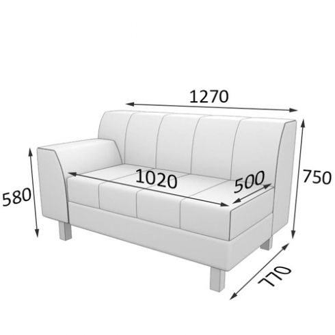 Диван Flagman двухместный с правыми подл.