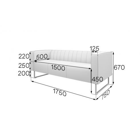 Диван трехместный Кейс 175/75/67