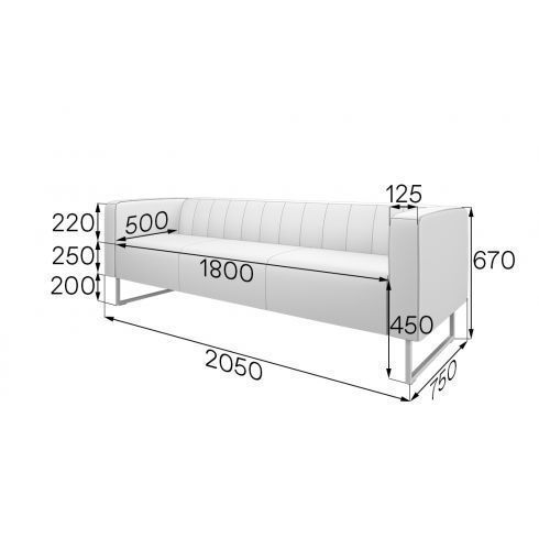 Диван трехместный Кейс 205/75/67