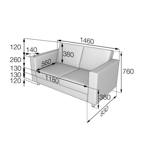 Диван двухместный OFFICE 1480/830/780