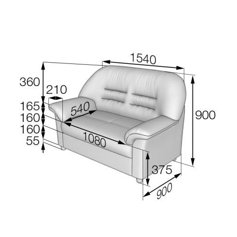 Диван двухместный Premier 1530/900/830