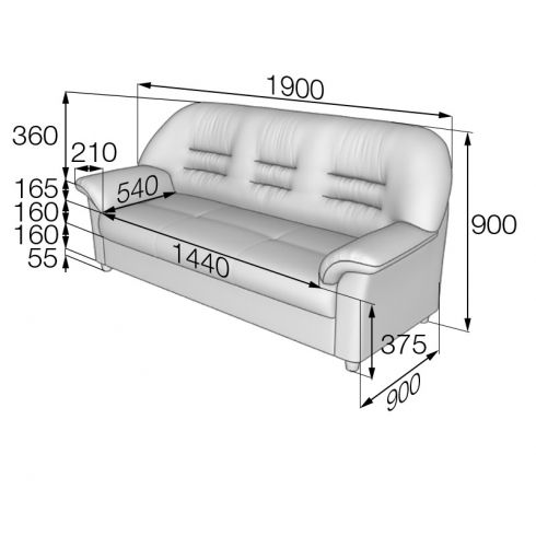 Диван трехместный Premier 1900/900/830