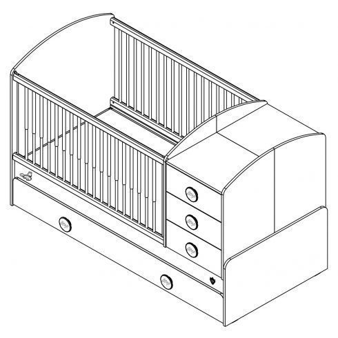 Кроватка трансформер Cilek Baby Boy с выдвижным спальным местом