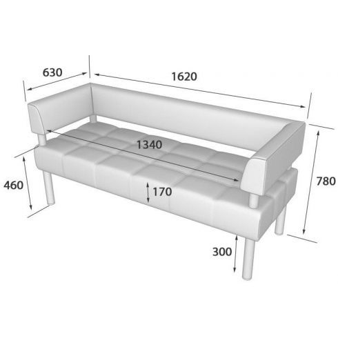 Диван трехместный Бизнес 1620/630/780