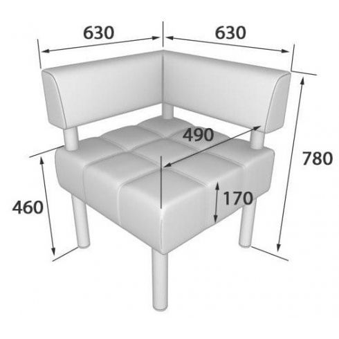 Кресло Бизнес cекция угловая 630/630/780